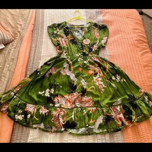 Salty Crush Green Floral Mini Dress